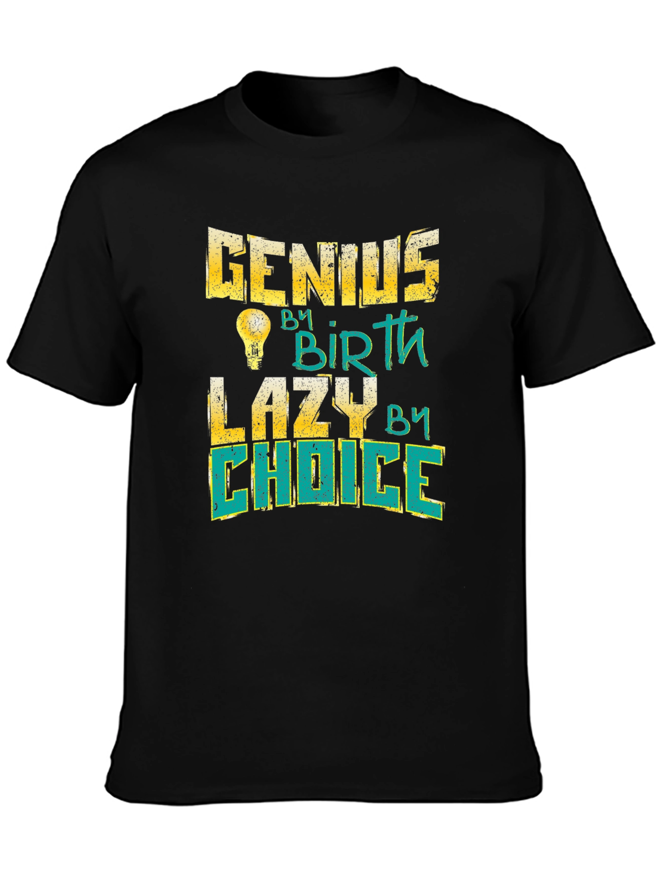 Black Genius By Birth Lazy By Choice Black T-Shirt view 3