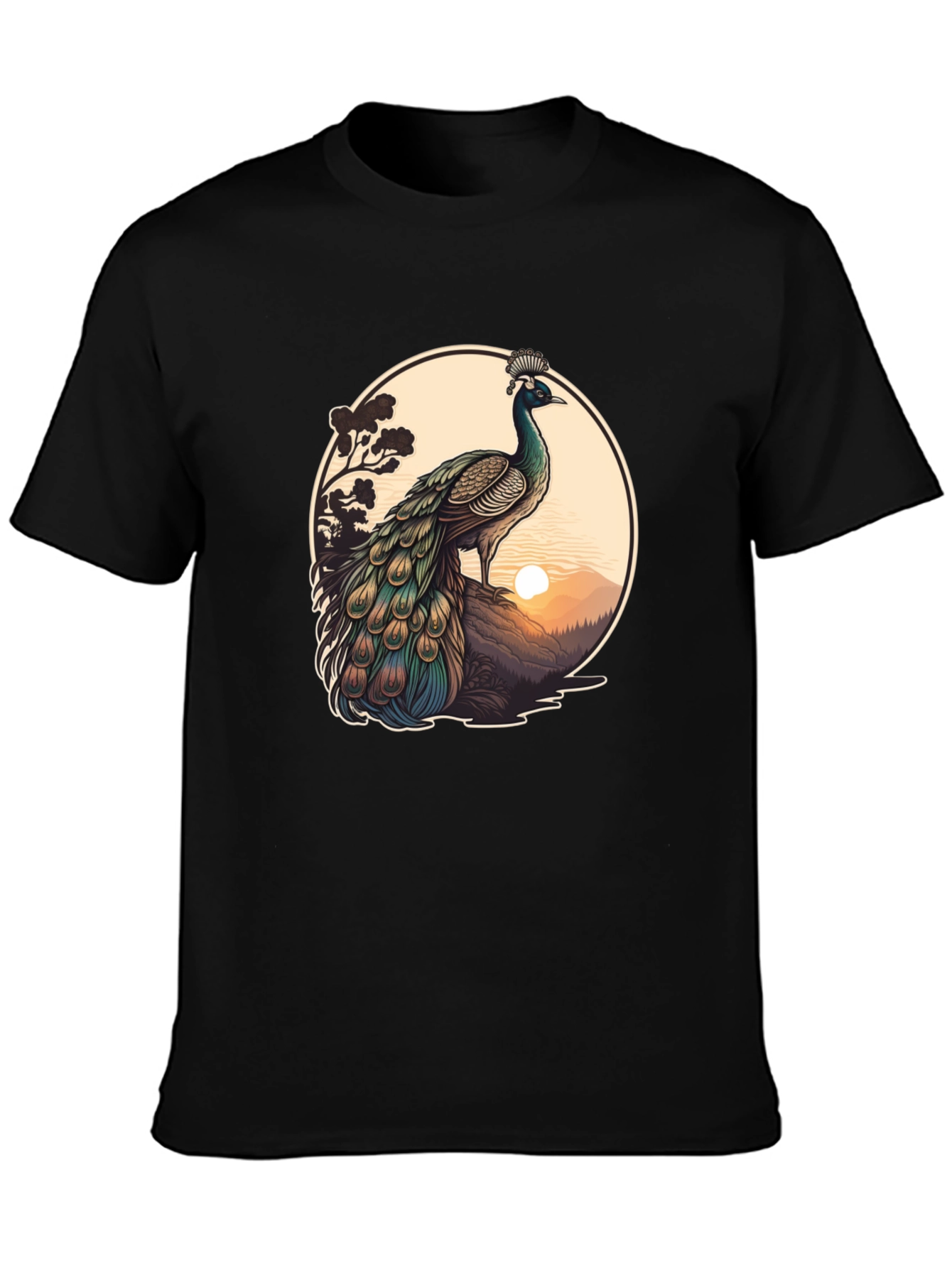 Black Peacock Graphic Tee - Nature Inspired Design view 3