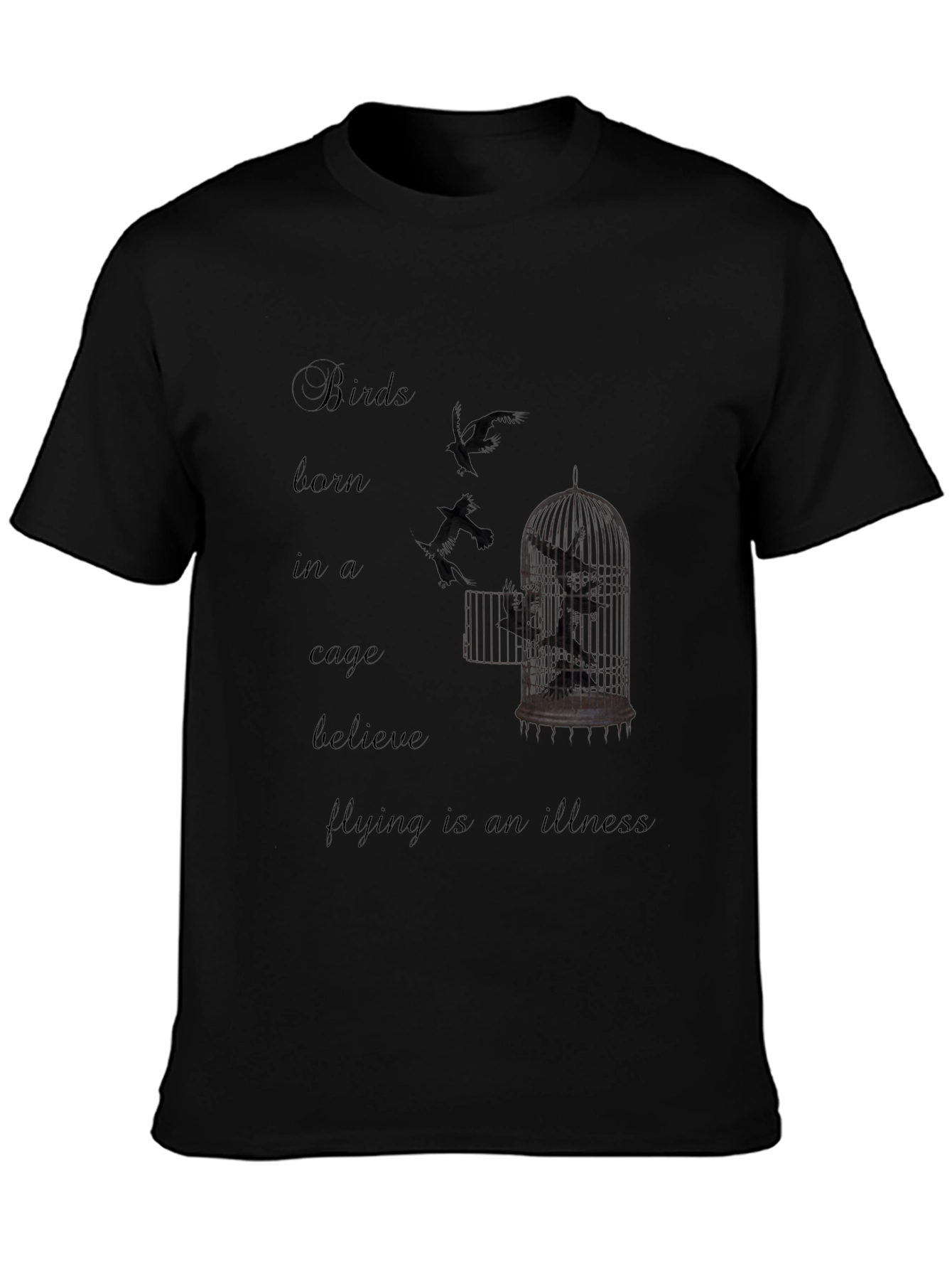 Black Birds Born in a Cage Graphic T-Shirt view 3