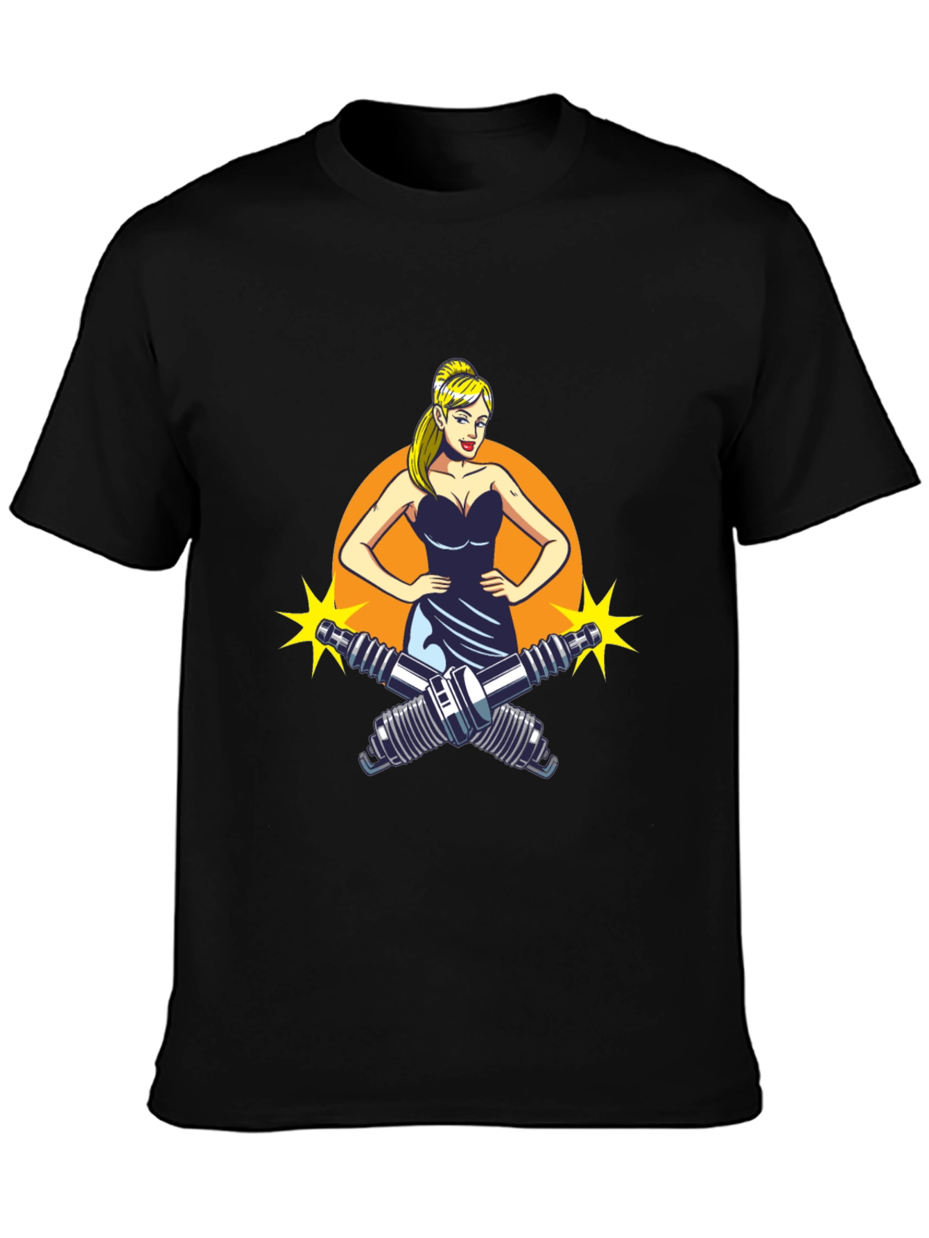 Black Cool Mechanic Girl T-Shirt view 3