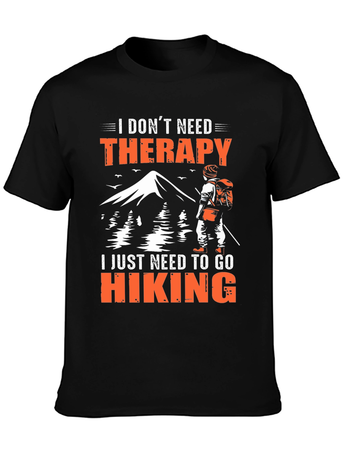Black Hiking Therapy Graphic T-Shirt view 3