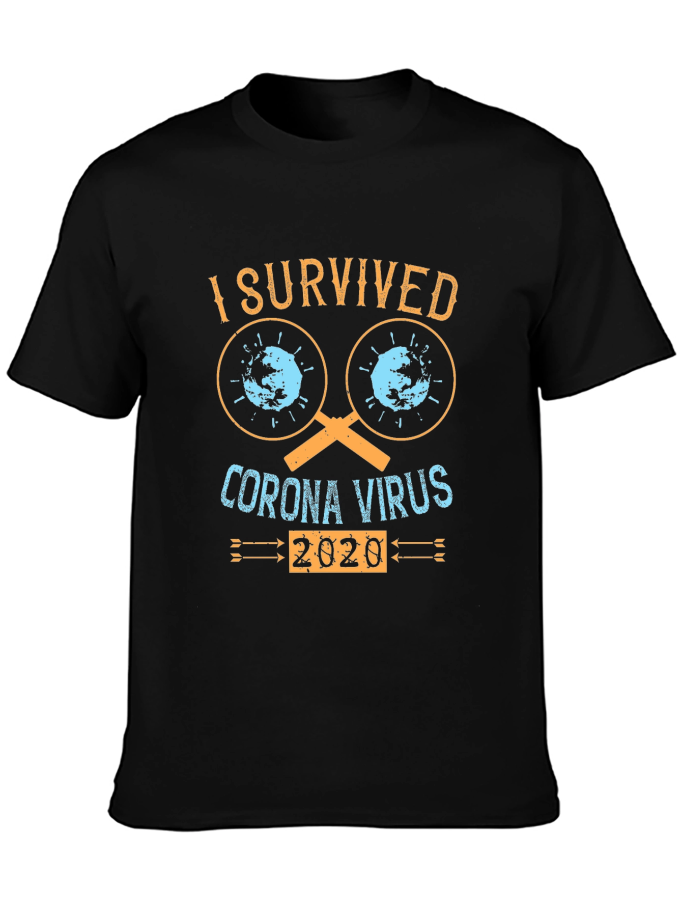 Black I Survived Corona Virus 2020 T-Shirt view 3