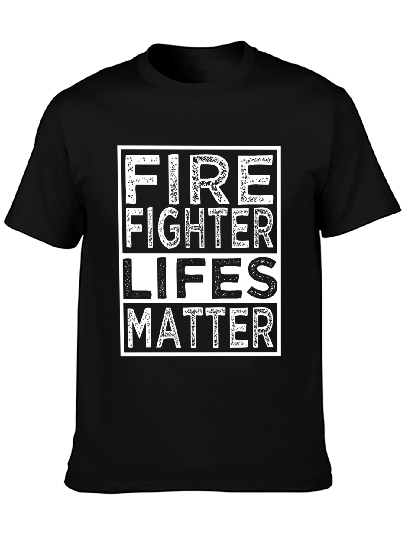 Black Firefighter Lives Matter T-Shirt - Black Cotton Tee view 3