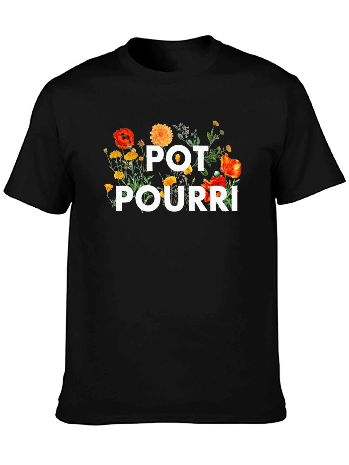 Black Pot Pourri Floral T-Shirt view 3