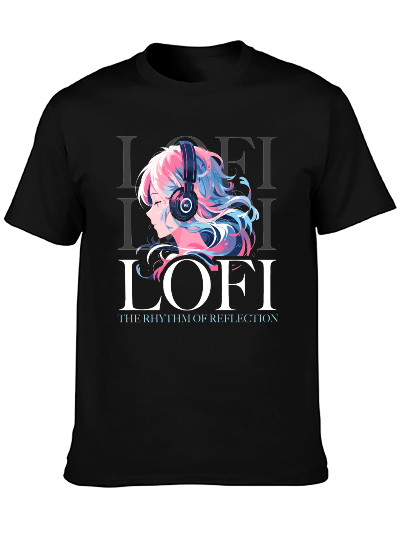 Black Lofi Anime Girl Graphic Tee - Comfortable Unisex T-Shirt view 3