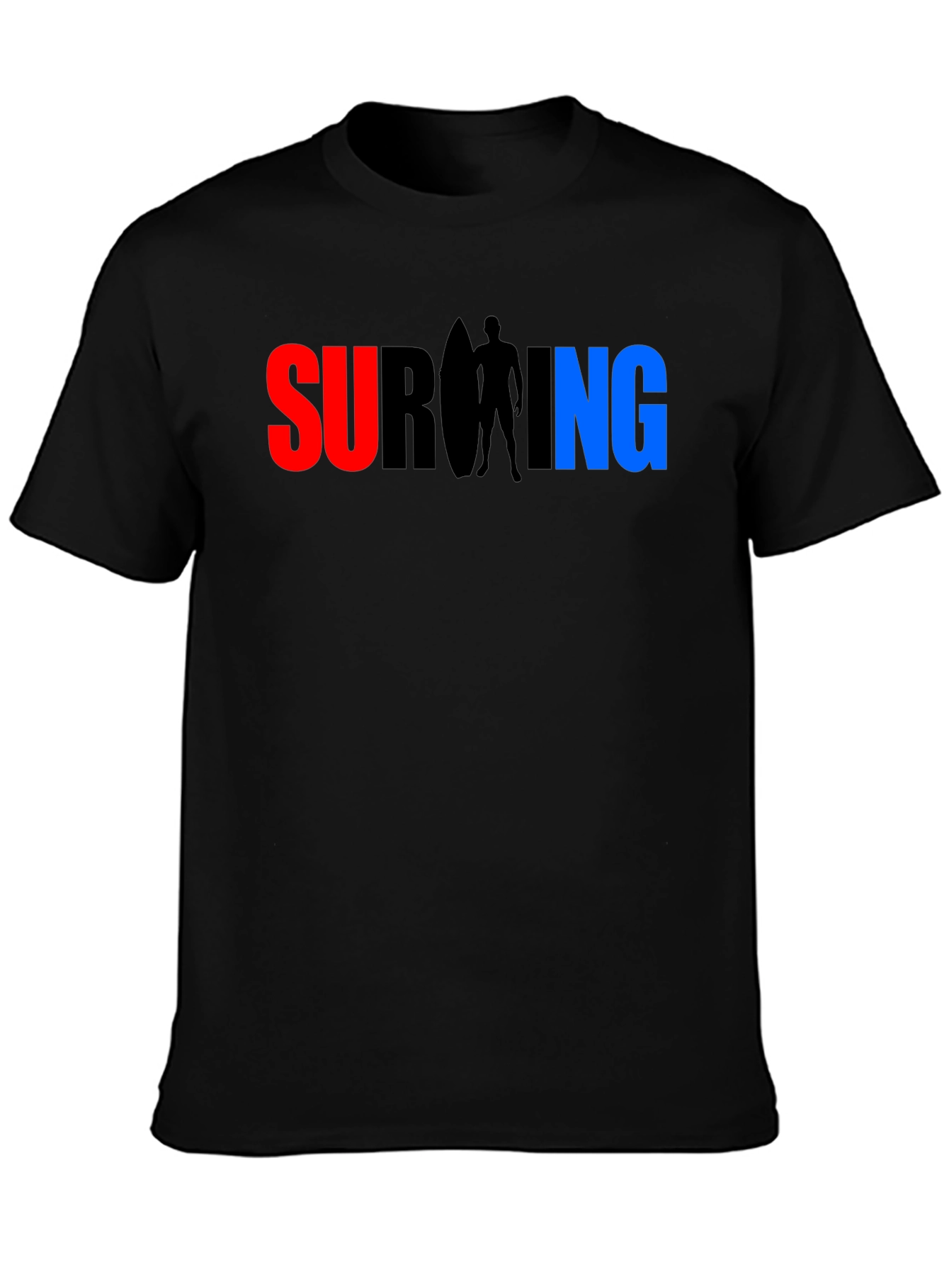 Black Surfing Graphic T-Shirt - Cool Casual Tee view 3