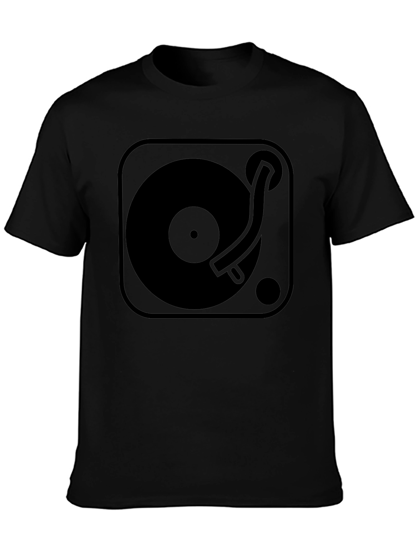 Black Turntable Graphic Tee - Vintage DJ T-Shirt view 3