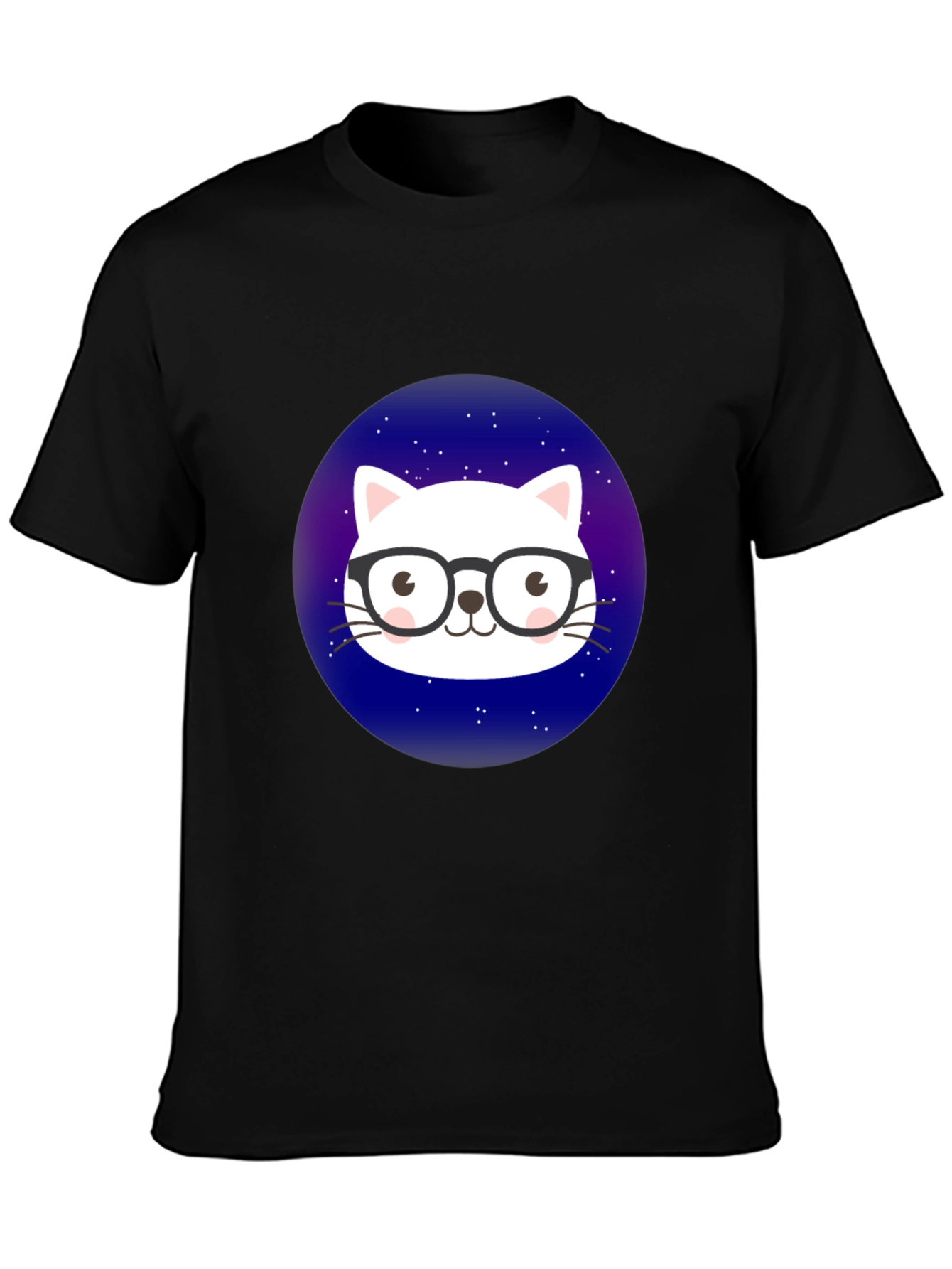 Black Cool Cat in Space T-Shirt view 3