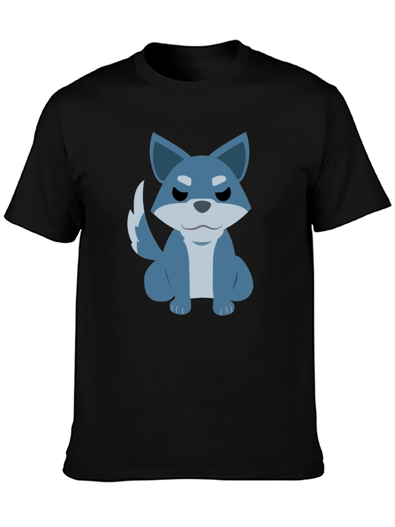 Black Cartoon Wolf Graphic Tee - Casual Black T-Shirt view 3