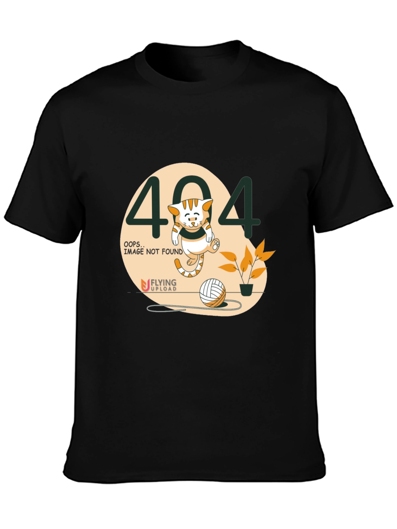 Black 404 Error Cat T-Shirt view 3