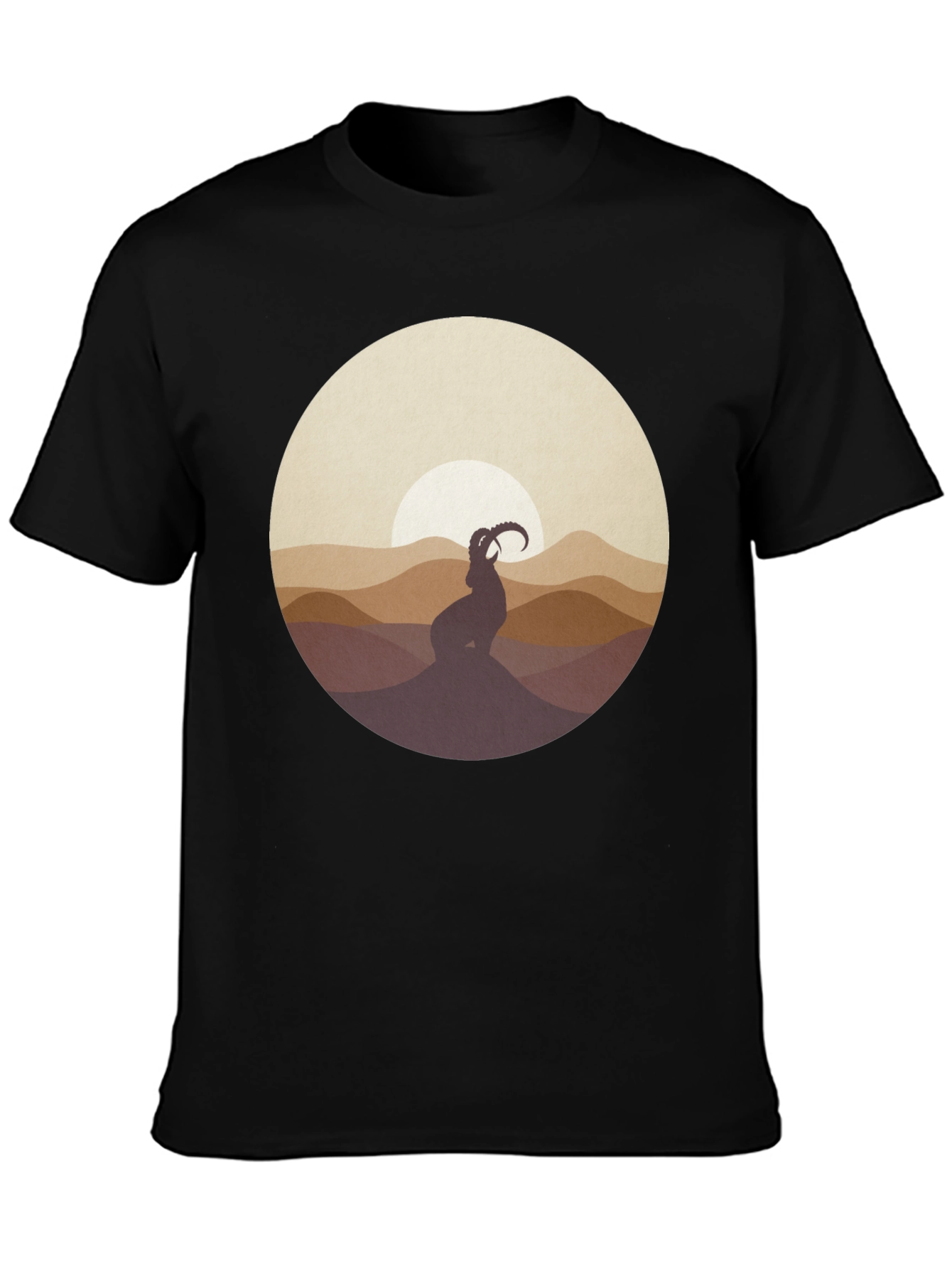 Black Mountain Goat Silhouette T-Shirt - Black view 3