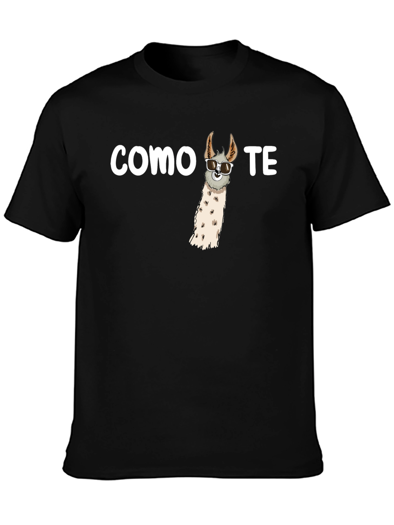 Black Cool Llama Tee - Como Te Llama Funny Graphic T-Shirt view 3