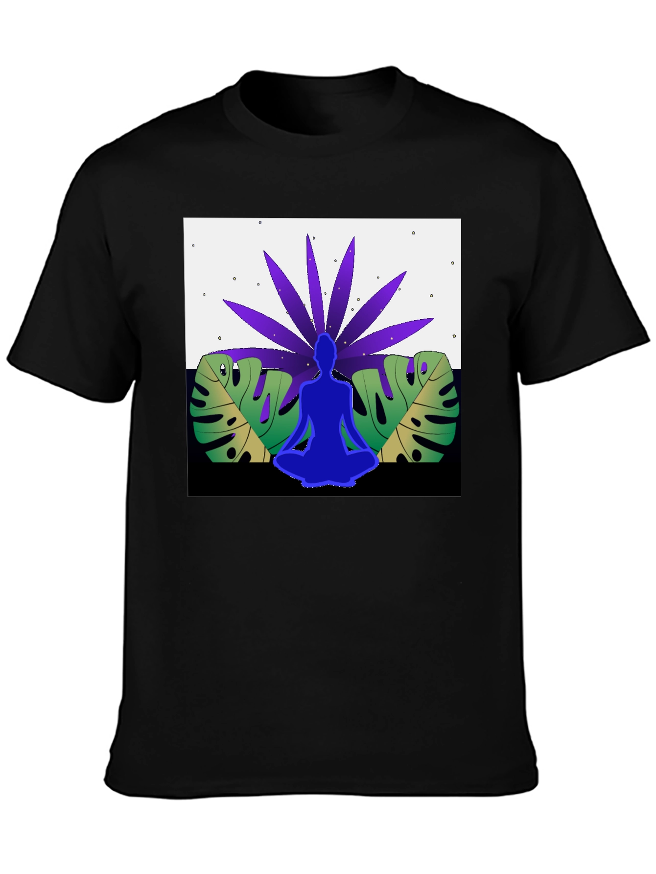 Black Yoga Meditation Nature Graphic Tee view 3