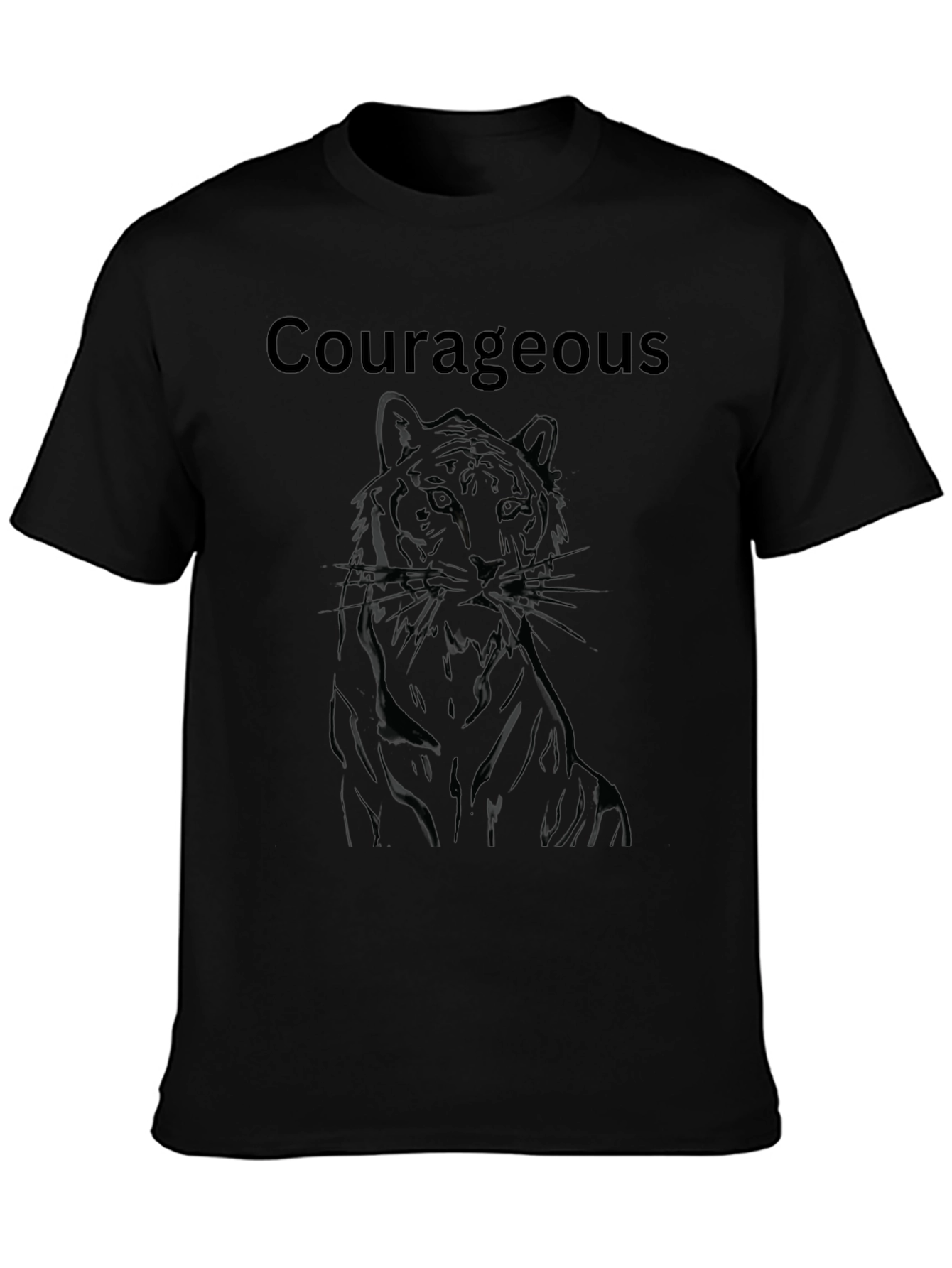 Black Courageous Tiger Graphic T-Shirt - Mens Black Tee view 3