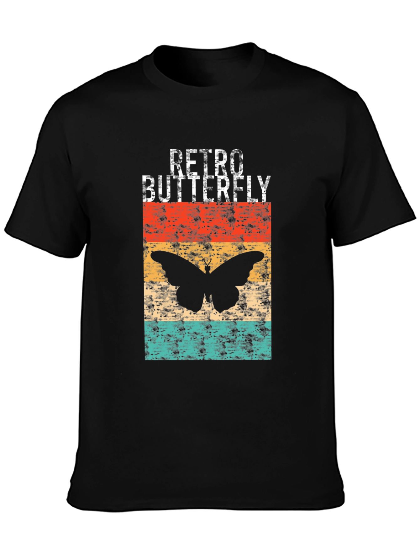 Black Retro Butterfly Graphic T-Shirt view 3