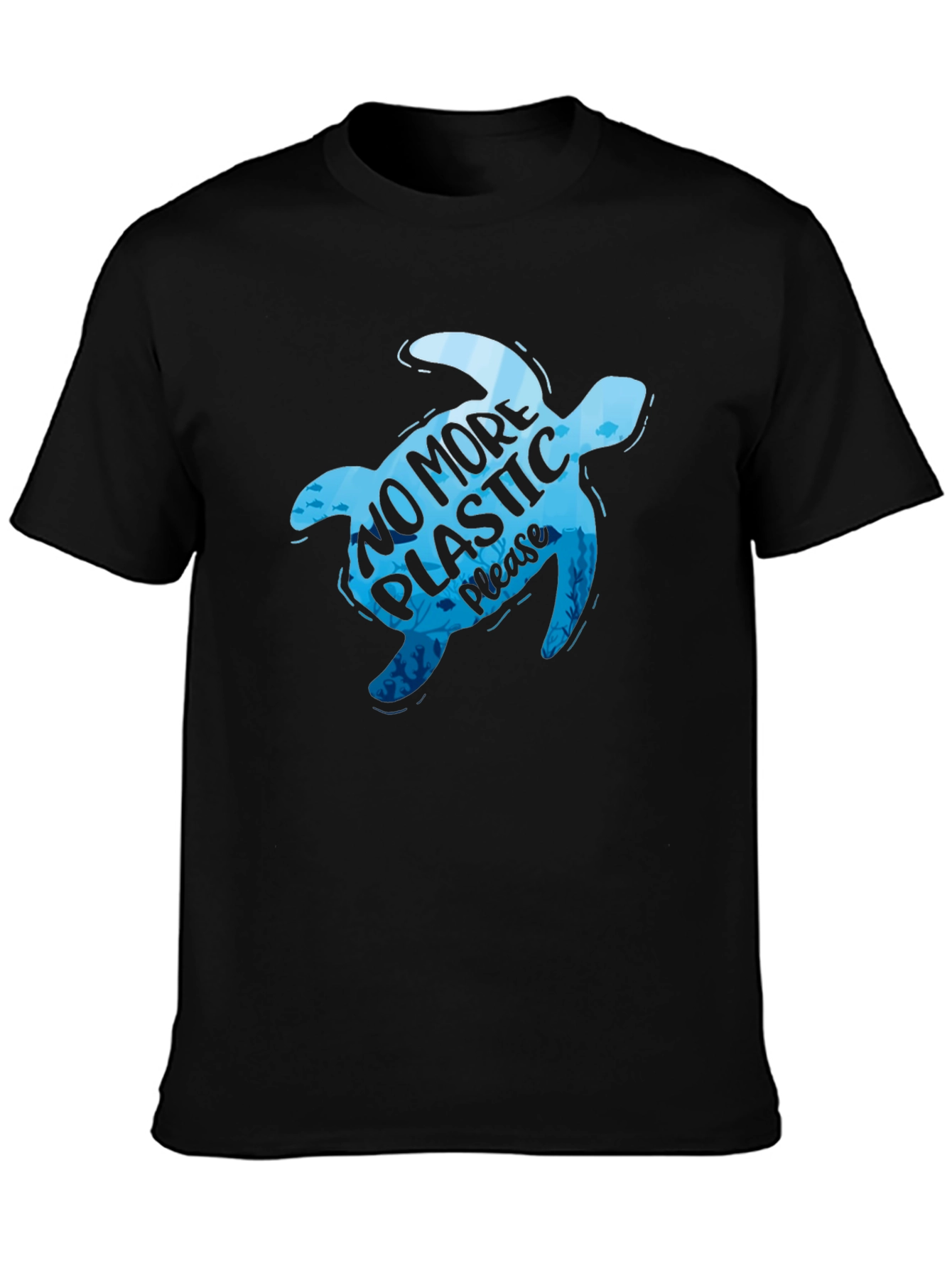Black Eco-Friendly Turtle Graphic Tee view 3