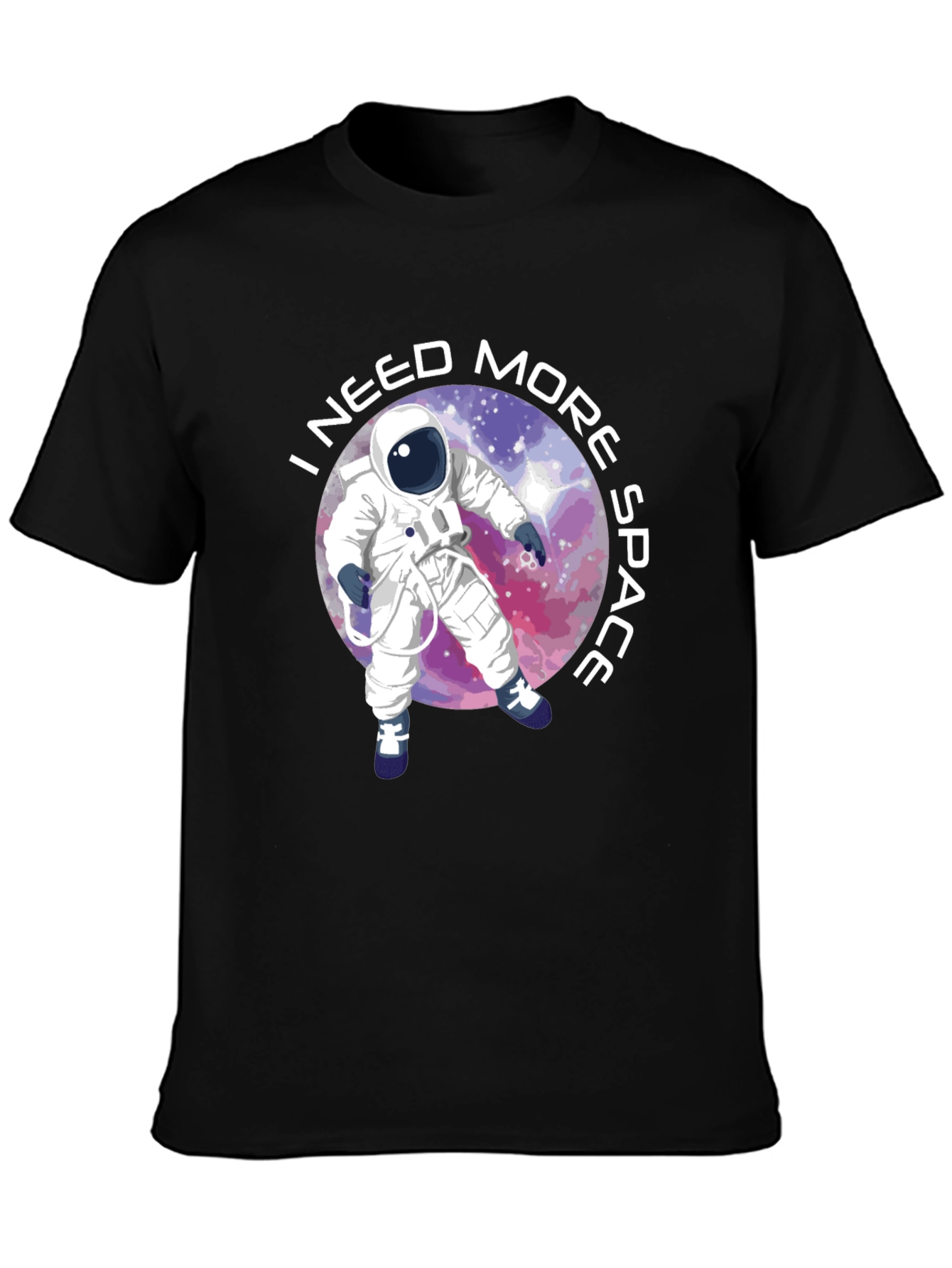 Black I Need More Space T-Shirt - Astronaut Design view 3
