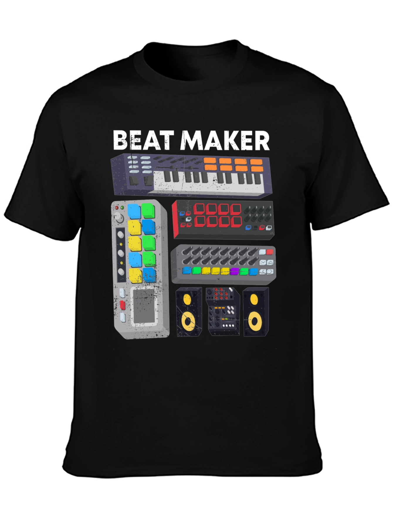 Black Beat Maker Graphic Tee - Music Producer Shirt view 3