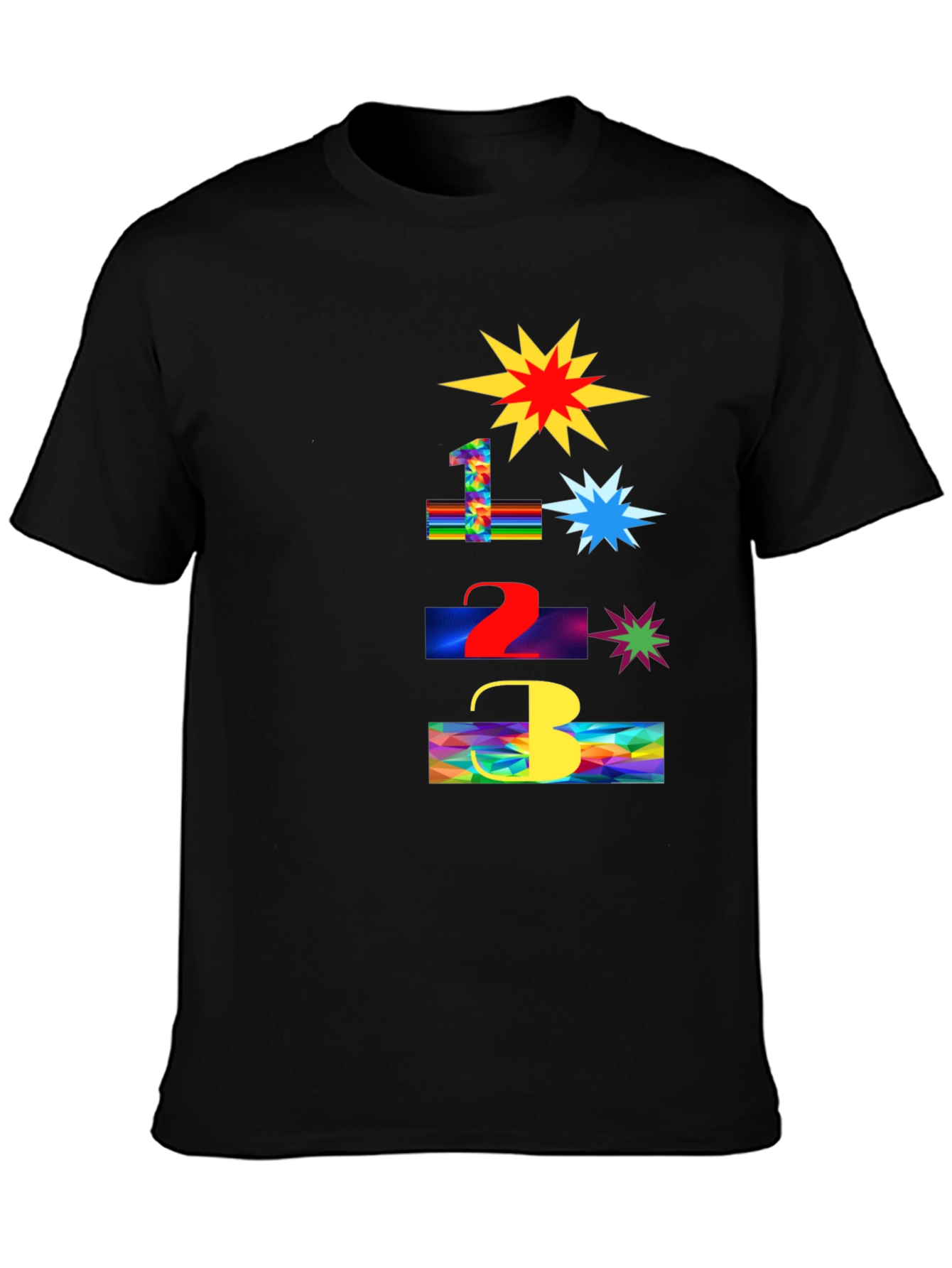 Black Fun Number Blast T-Shirt - Colorful Graphic Tee view 3