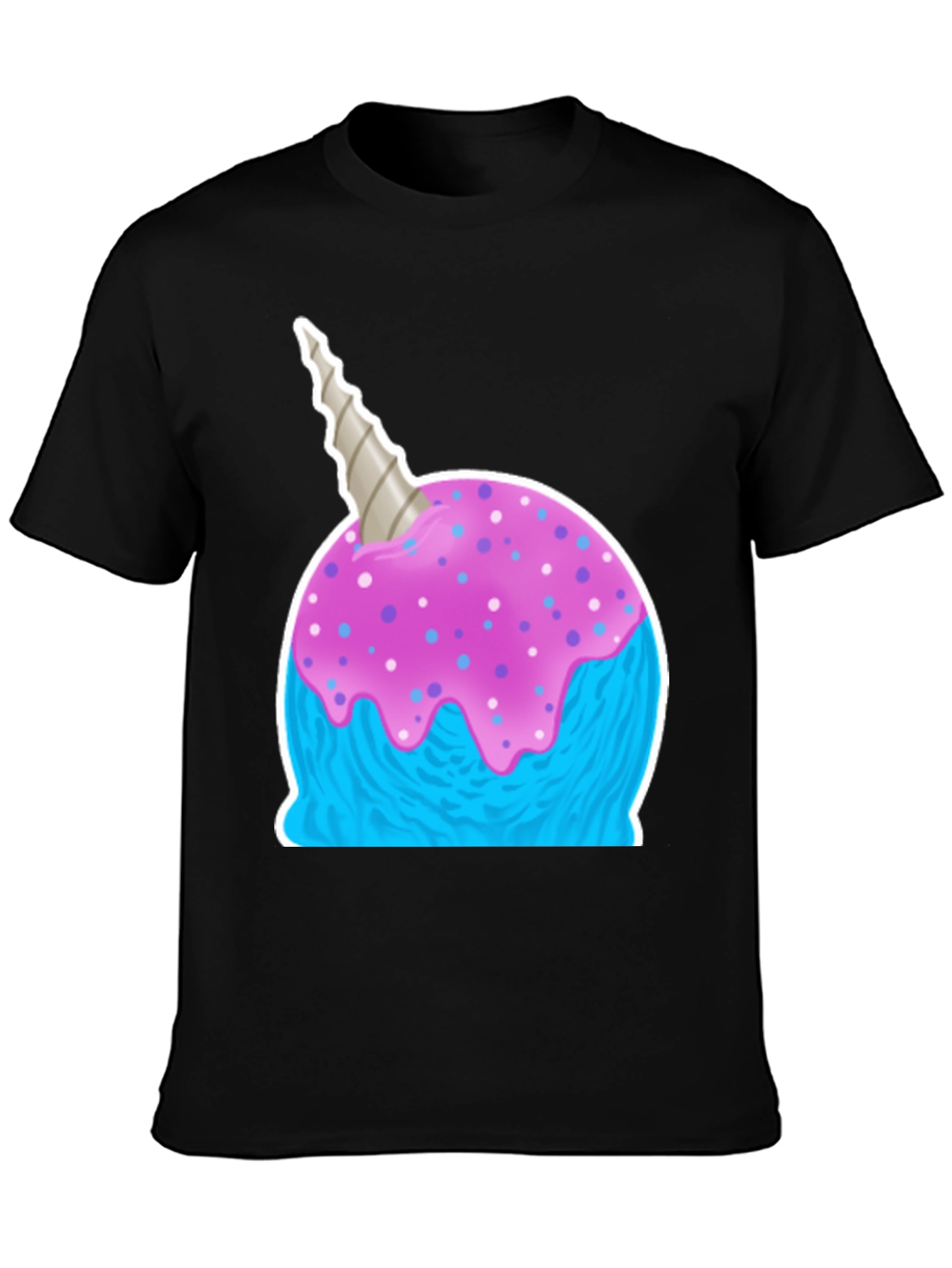 Black Narwhal Ice Cream Graphic Tee - Fun Novelty Shirt view 3
