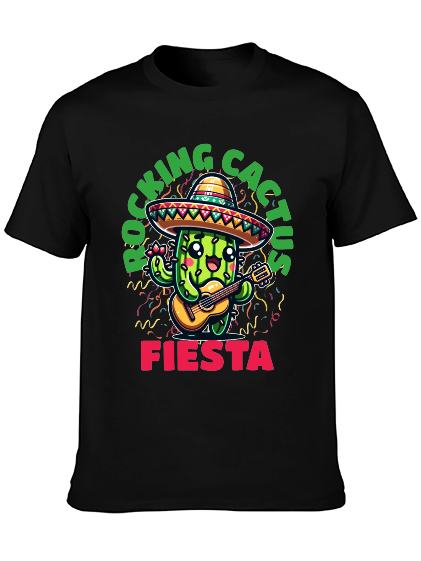 Black Rocking Cactus Fiesta T-Shirt view 3