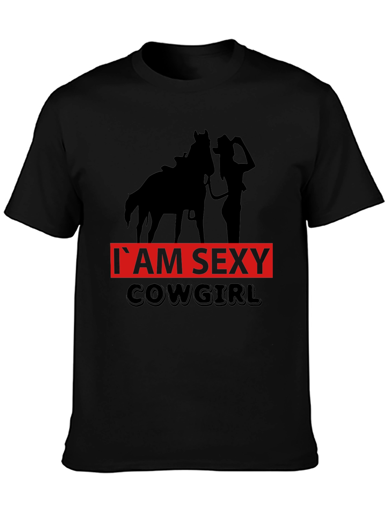 Black I'm Sexy Cowgirl Graphic Tee - Black Unisex T-Shirt view 3