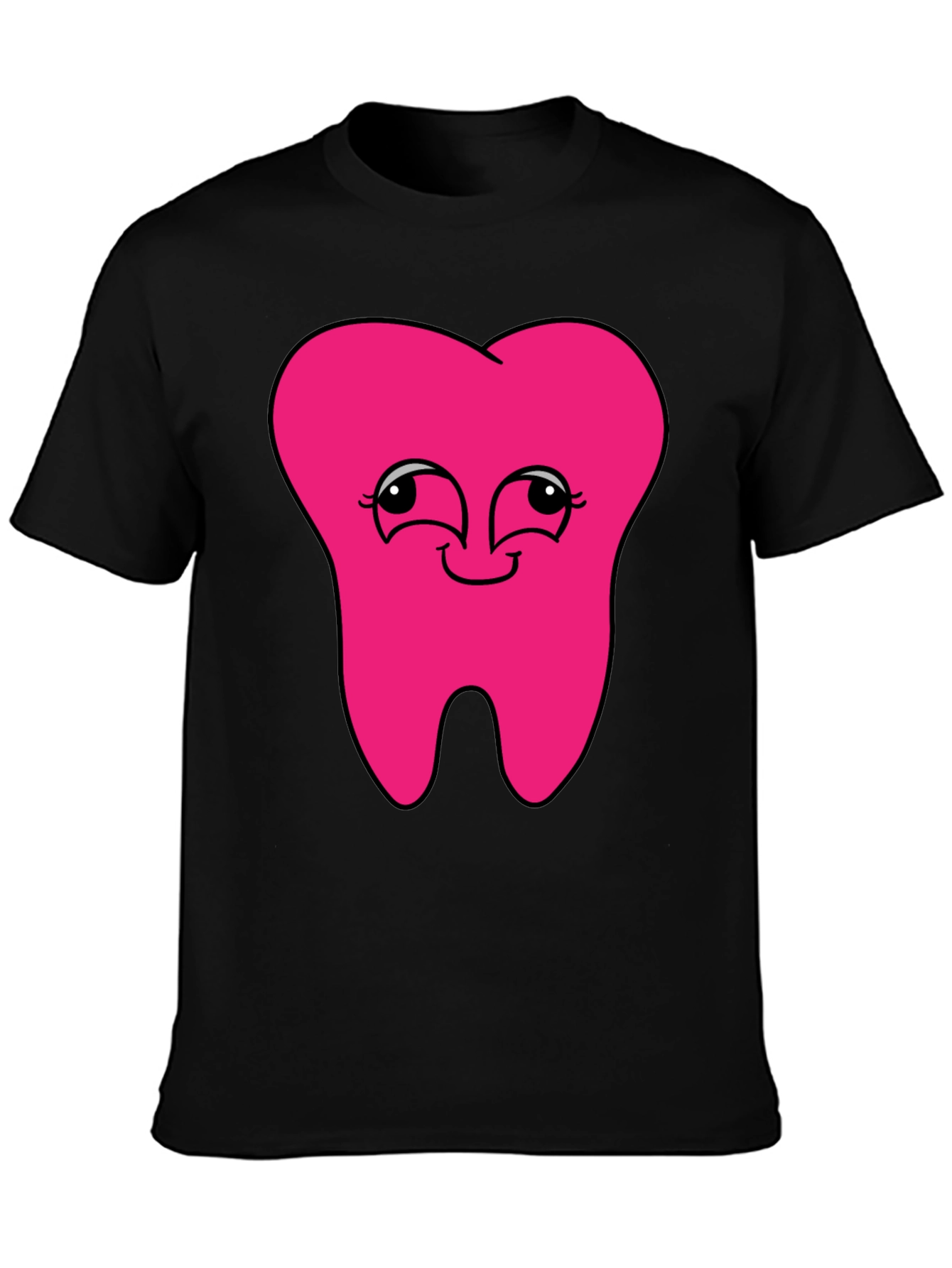Black Funny Pink Tooth Graphic T-Shirt view 3