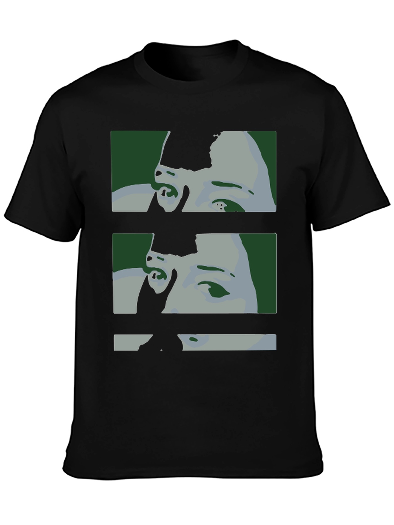 Black Abstract Face Graphic Tee - Black view 3