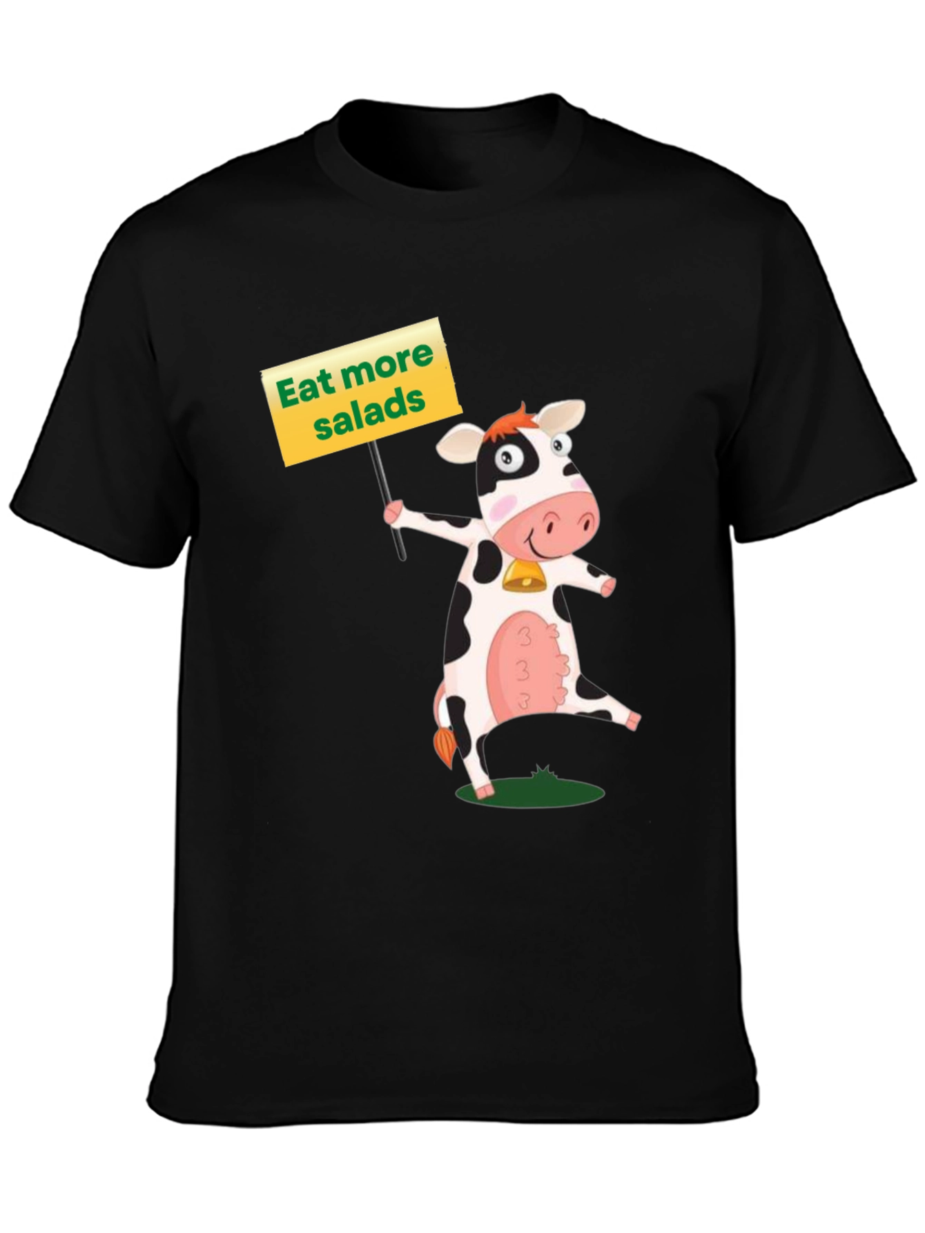 Black Eat More Salads Cow Graphic T-Shirt view 3