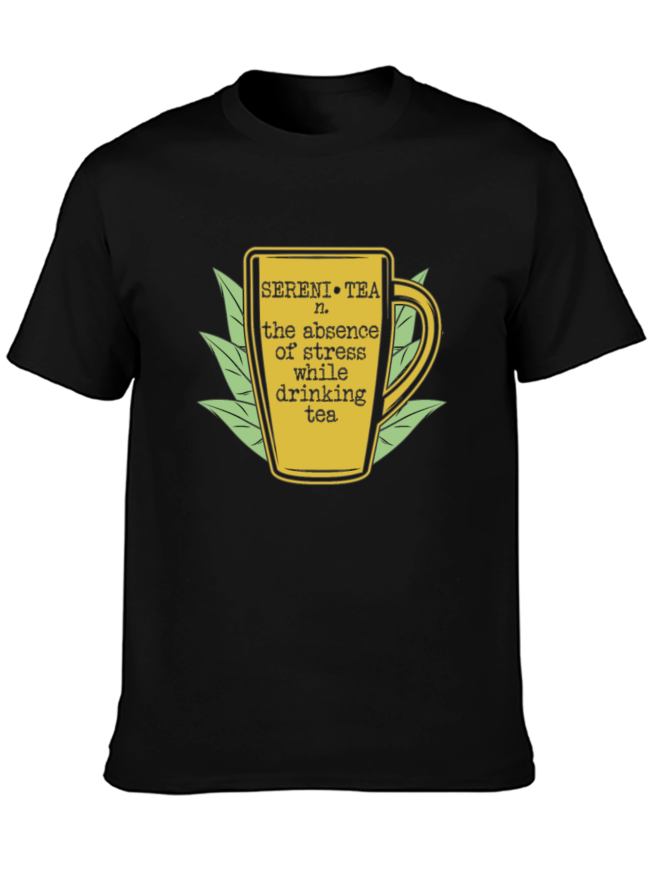 Black Sereni Tea T-Shirt: Find Your Zen view 3