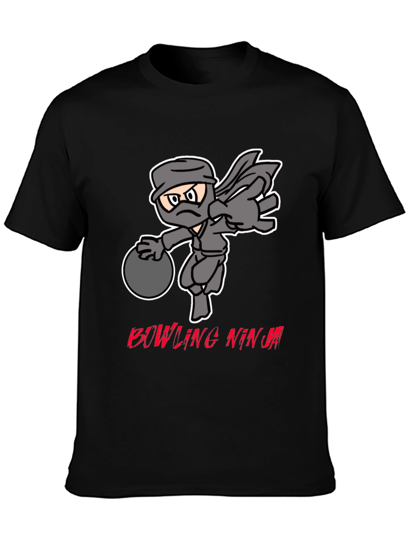 Black Bowling Ninja Graphic Tee - Strike with Stealth! view 3