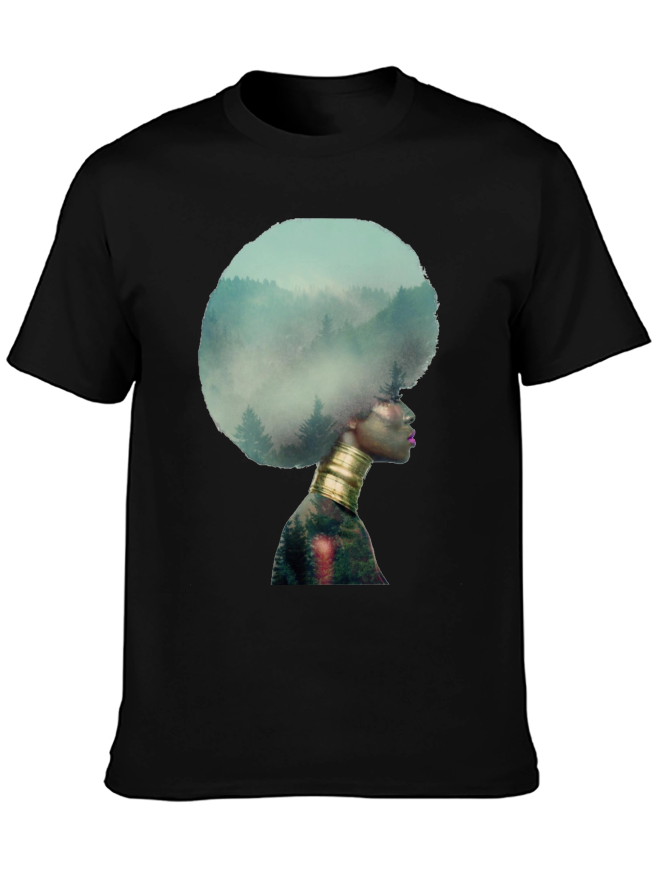 Black Nature Afro Graphic Tee - Black view 3