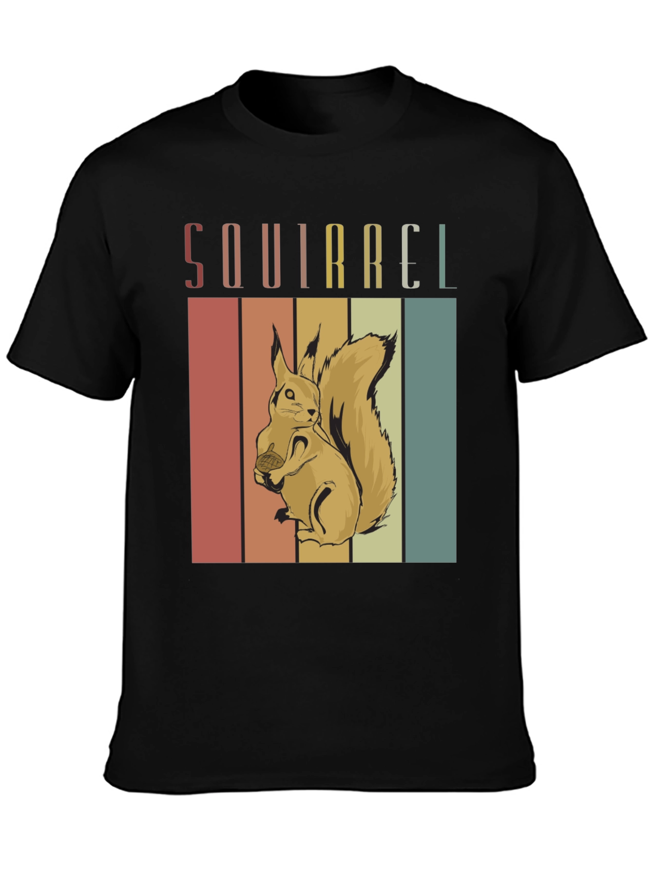 Black Retro Squirrel Graphic T-Shirt - Vintage Style view 3