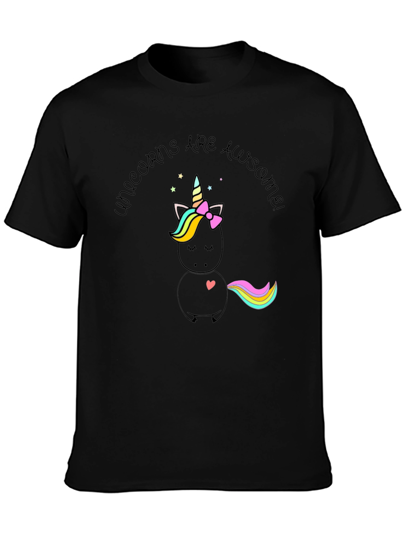 Black Unicorns Are Awesome! Black T-Shirt view 3