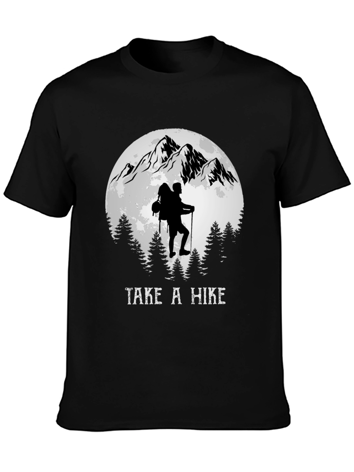 Black Take a Hike Tee: Mountain Adventure T-Shirt view 3