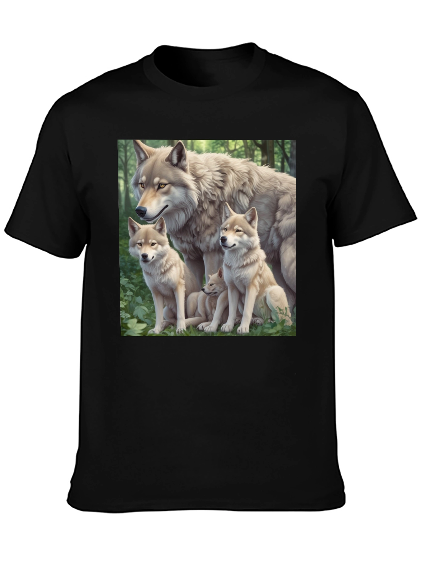 Black Wolf Pack Graphic Tee - Black Cotton T-Shirt view 3