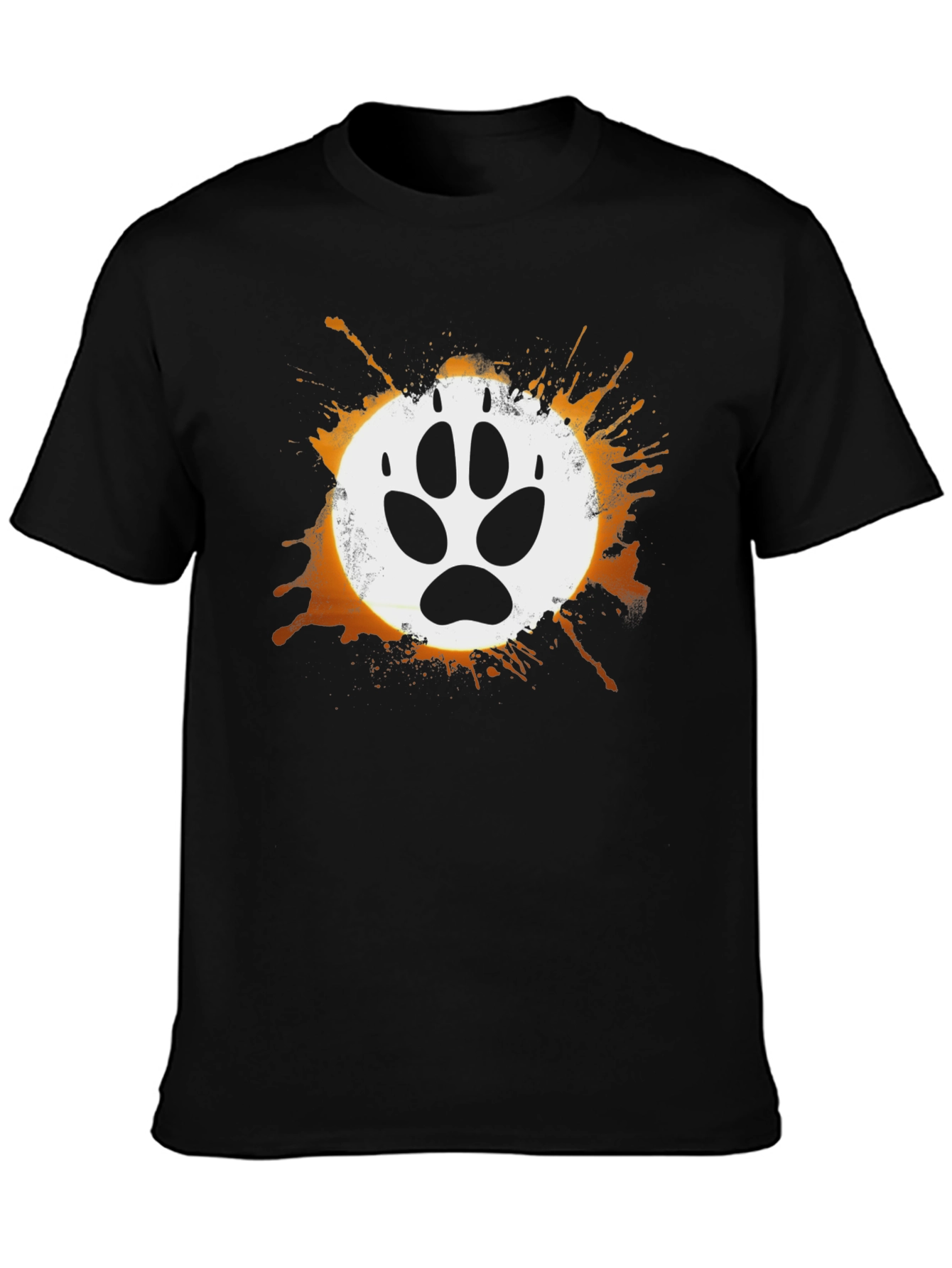 Black Wolf Paw Print Graphic T-Shirt view 3