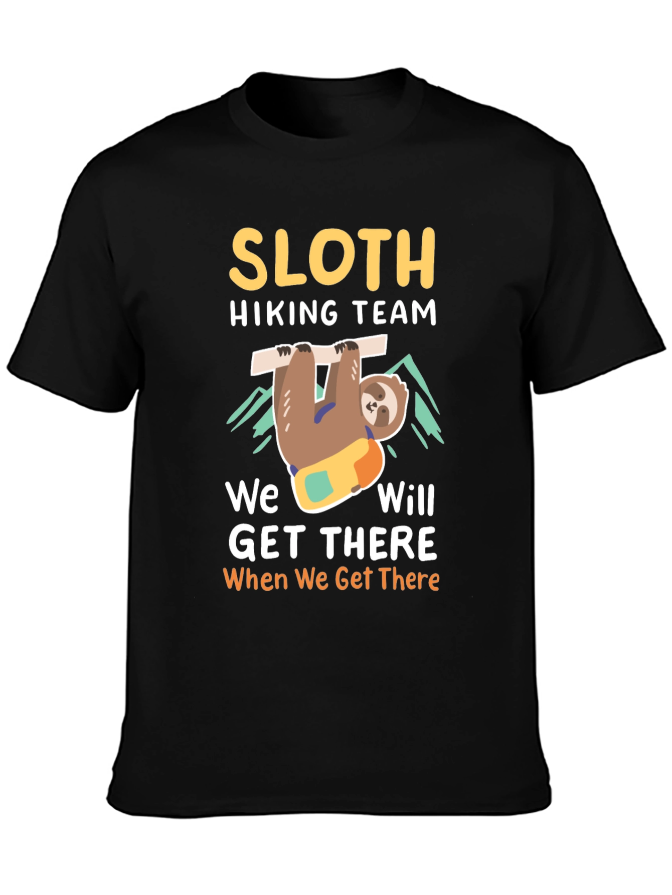 Black Sloth Hiking Team T-Shirt - Funny Adventure Tee view 3