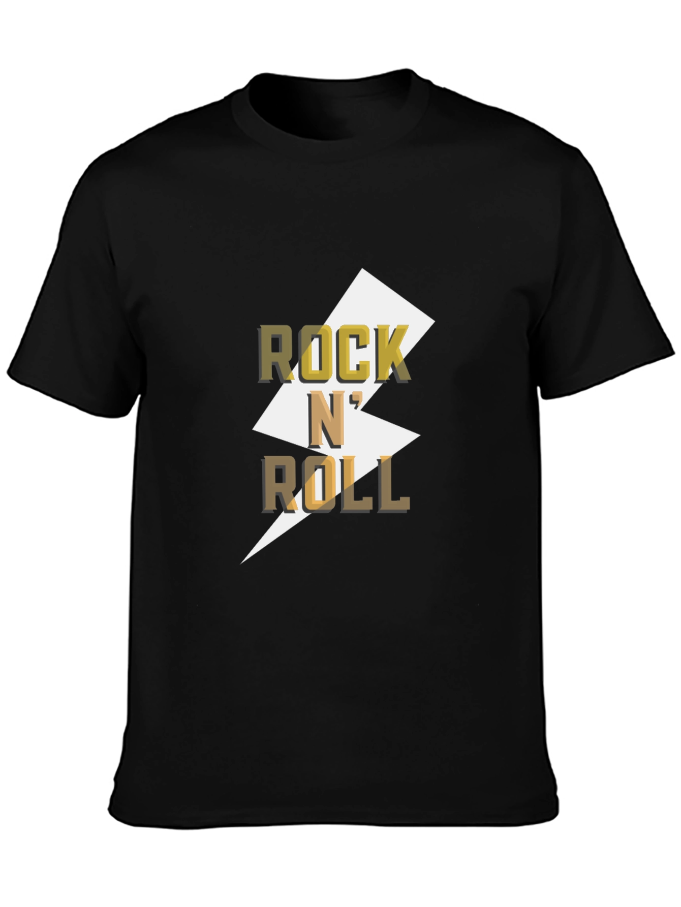 Black Rock N' Roll Graphic Tee - Black Cotton T-Shirt view 3