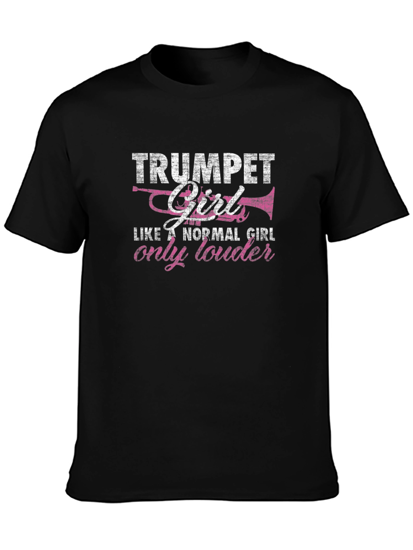Black Trumpet Girl Graphic Tee - Musician's Shirt view 3