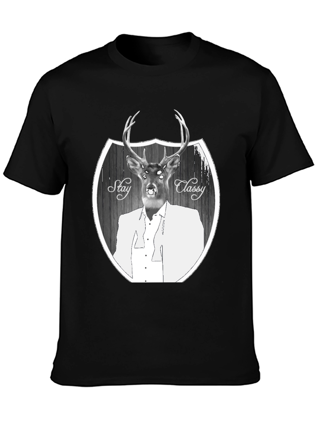 Black Stay Classy Deer Graphic T-Shirt - Men's Black Tee view 3