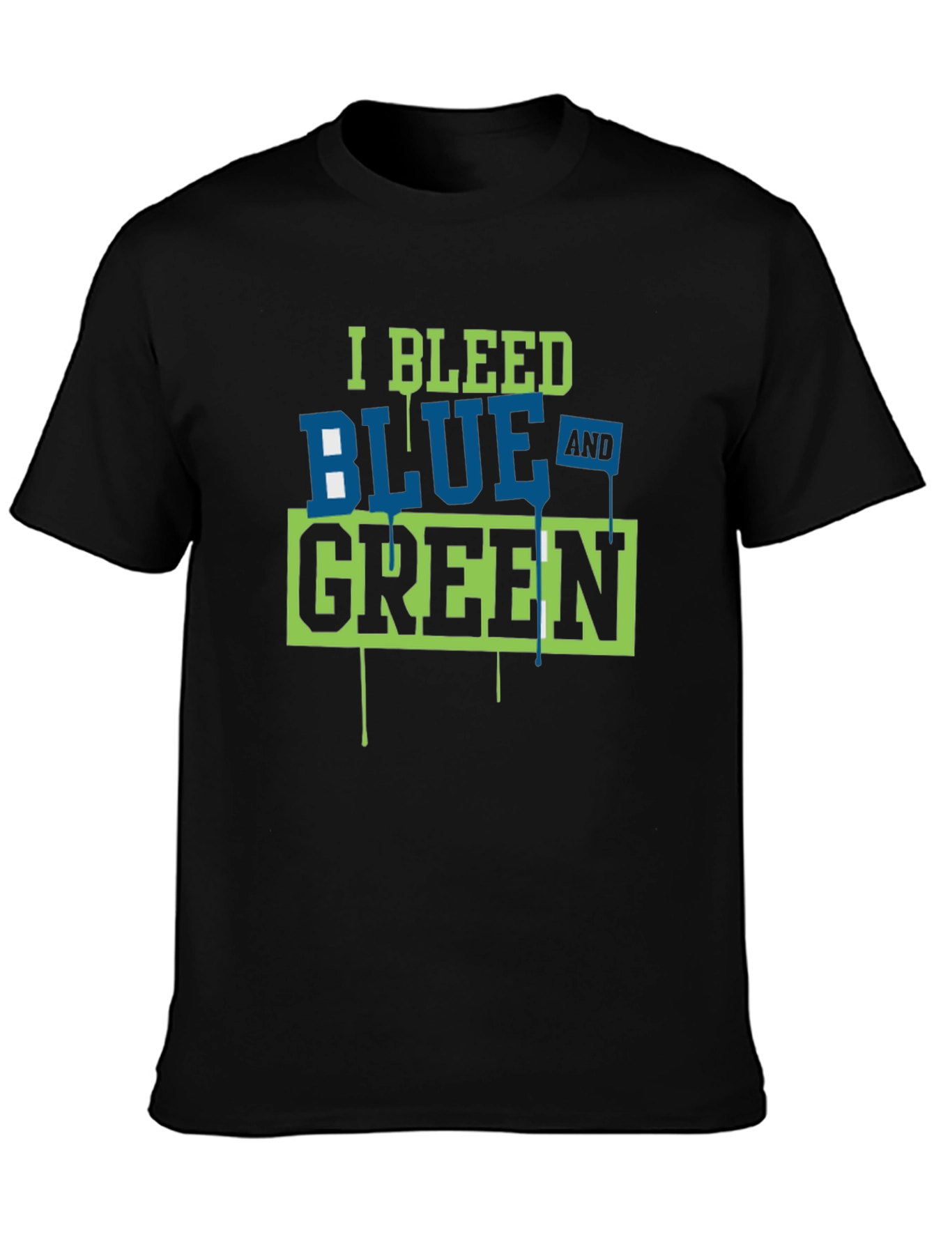 Black I Bleed Blue and Green Graphic Tee view 3