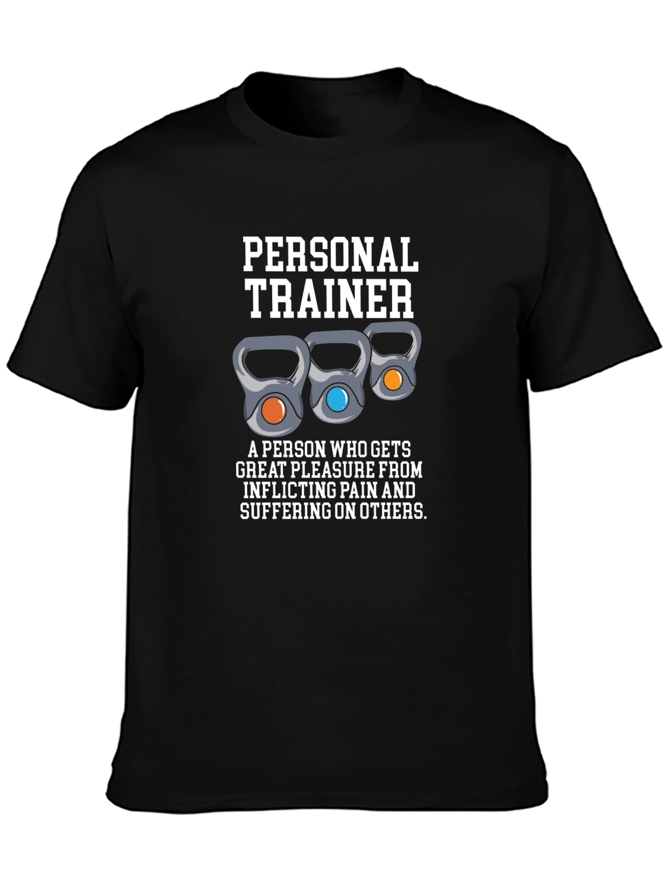 Black Funny Personal Trainer T-Shirt - Kettlebell Design view 3