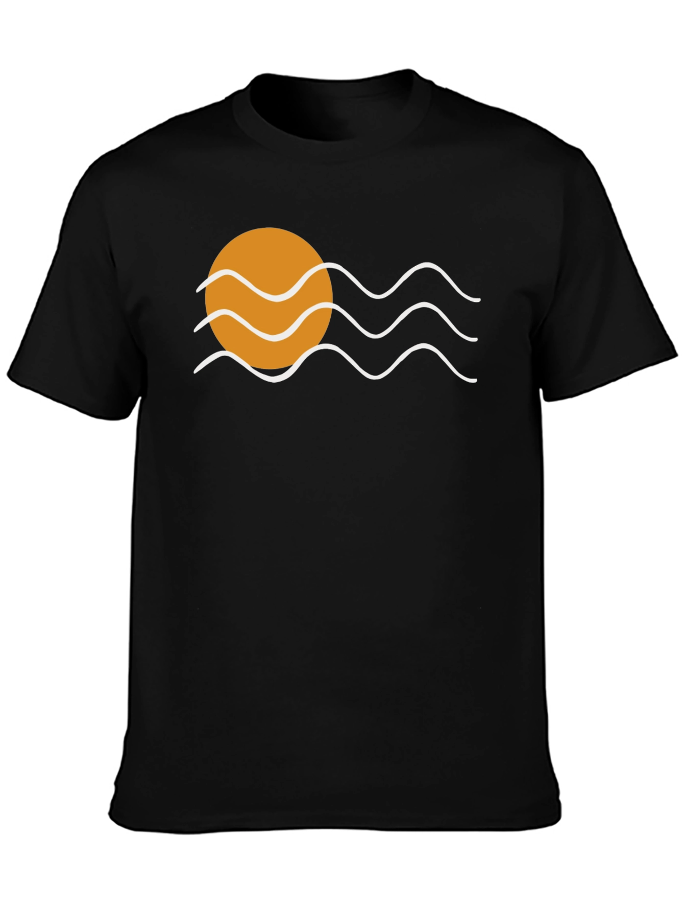 Black Sunset Waves Graphic Tee - Black Cotton Comfort view 3