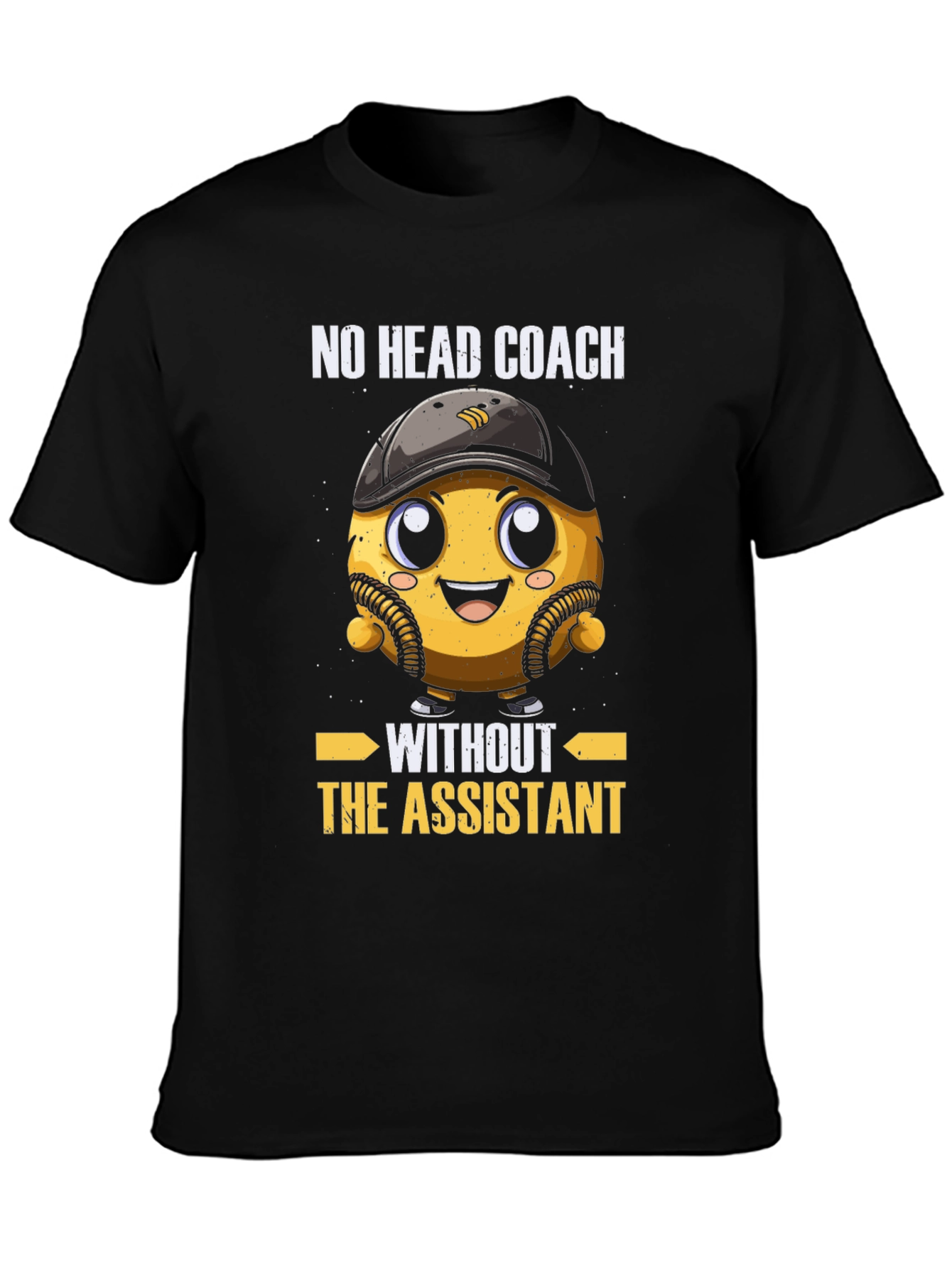 Black Funny Baseball Assistant Coach T-Shirt view 3