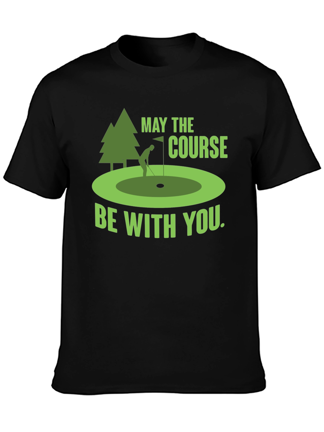 Black Funny Golf T-Shirt: May The Course Be With You view 3