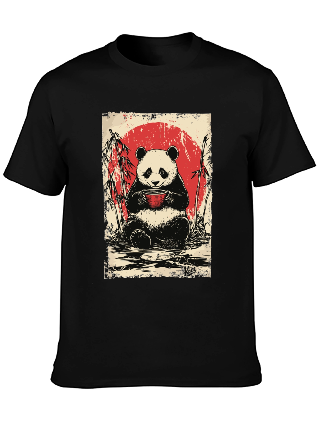 Black Panda Tea T-Shirt - Cute Asian Design view 3