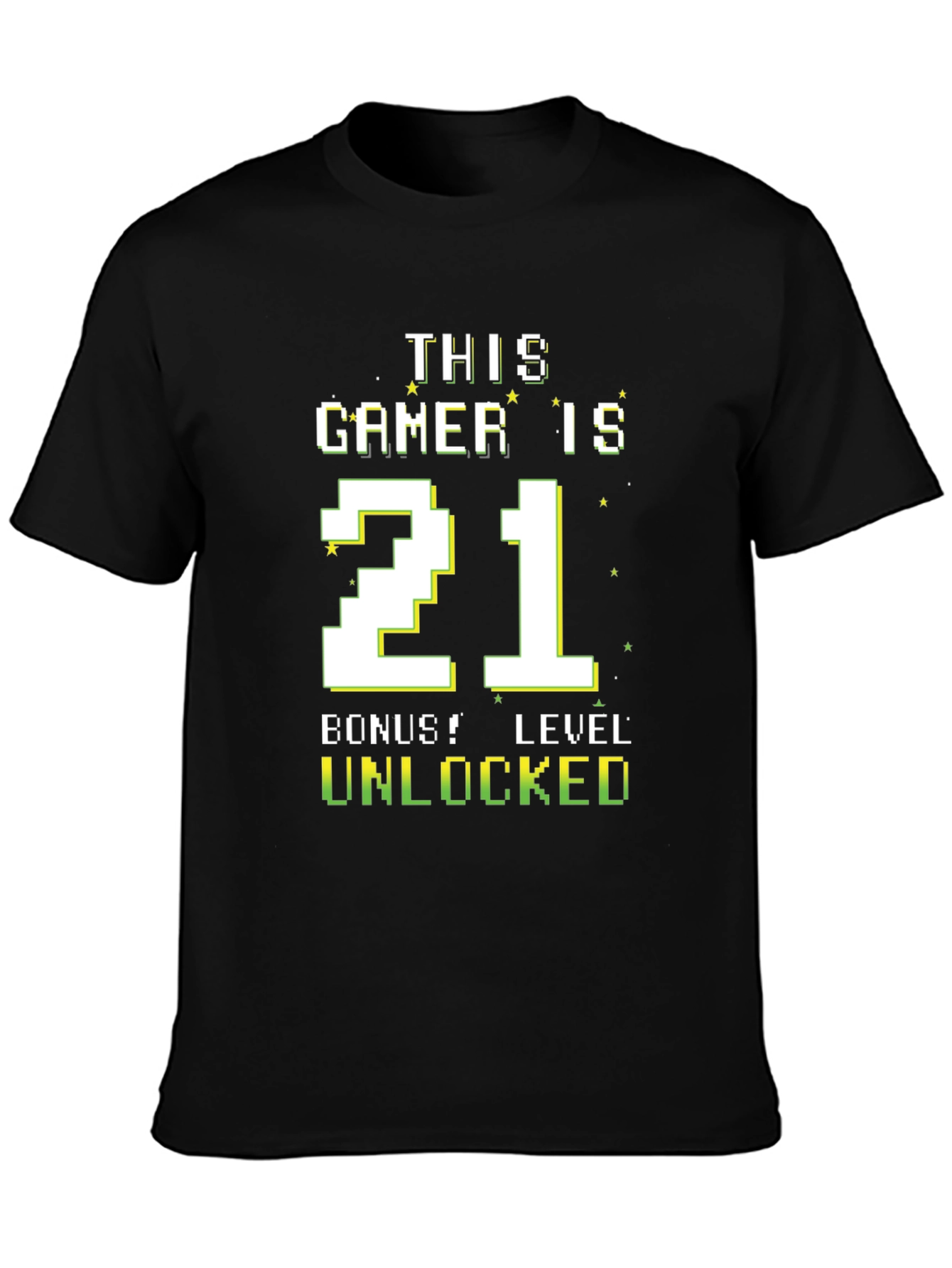 Black Gamer 21st Birthday Level Unlocked T-Shirt view 3