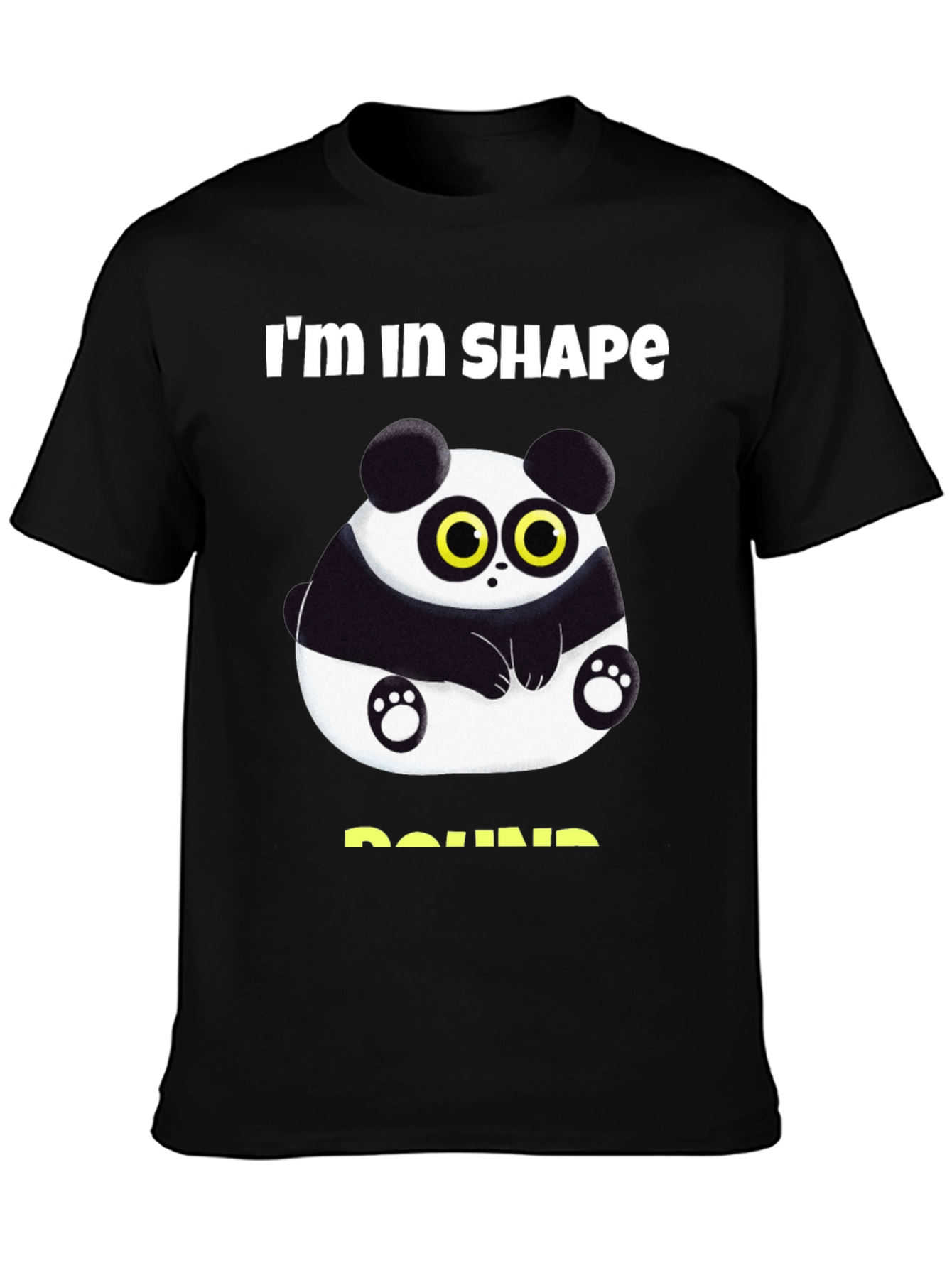 Black Funny Panda Round Shape T-Shirt view 3