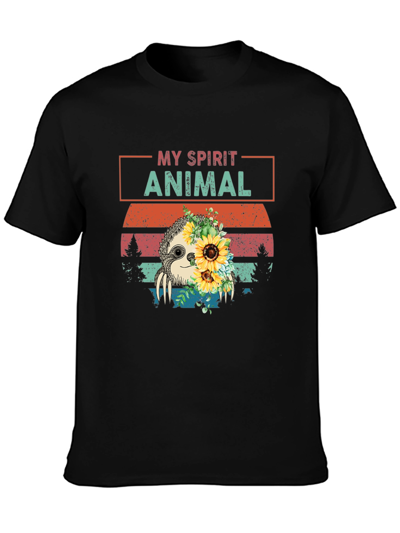 Black My Spirit Animal Sloth Graphic T-Shirt view 3